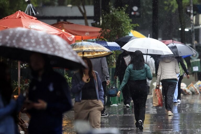 Cidade de São Paulo terá mais chuvas nesta sexta-feira 4 chuvas em sao paulo: pedestres caminham sob chuva com guarda-chuvas em calçada urbana.